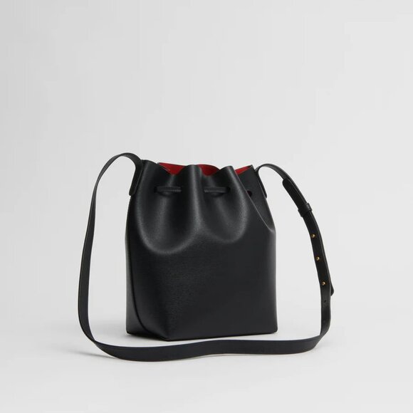 Mansur Gavriel Icon Bucket Bag Mini, Black/Flamma - Picture 9 of 12